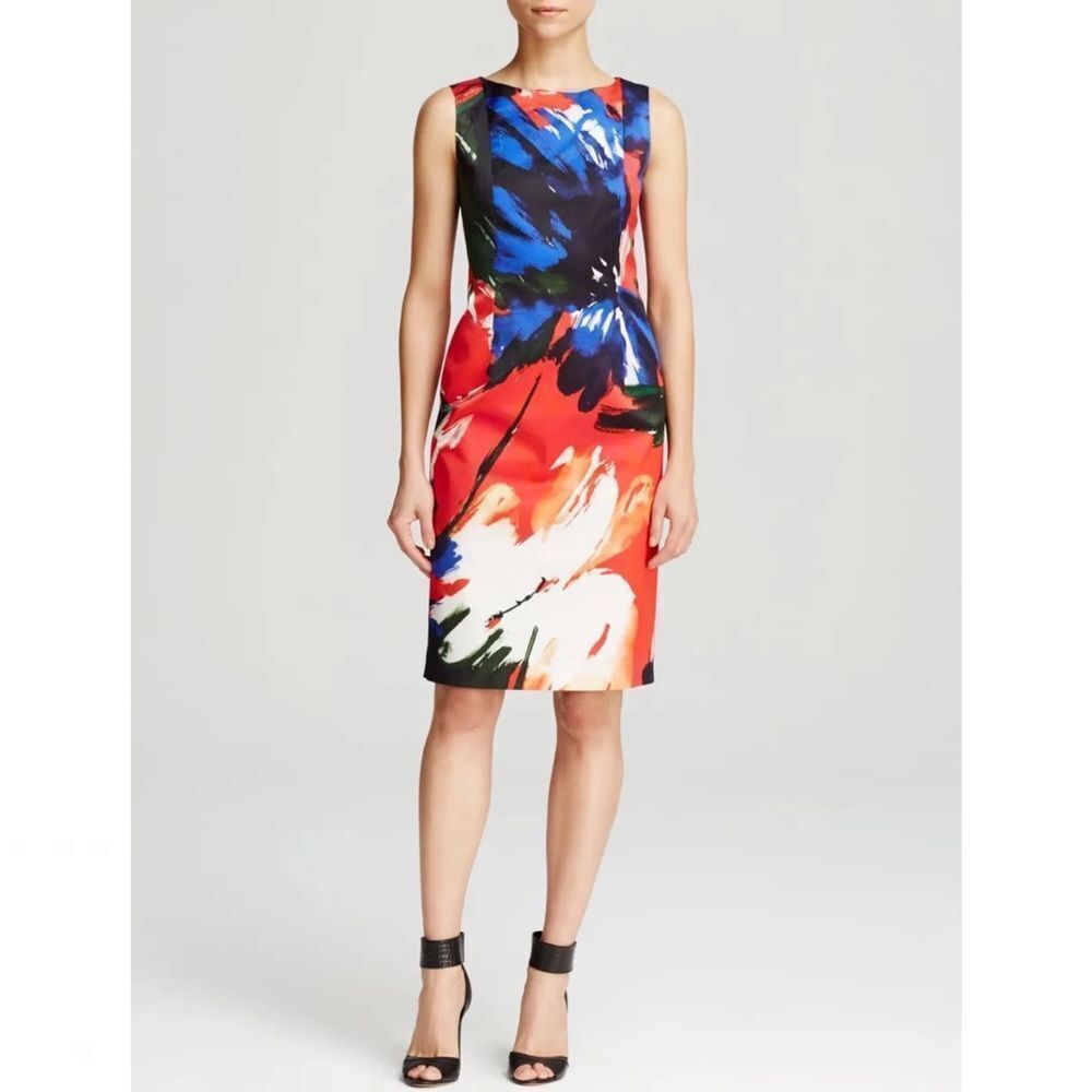 Lafayette 148 New York Faith Abstract Multi Color Sleeveless Sheath Dress
